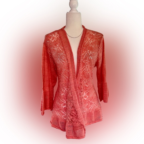 Cato C Est 1946 Open Front Knit Coral Cardigan Plus Size 22/24W - Picture 1 of 7